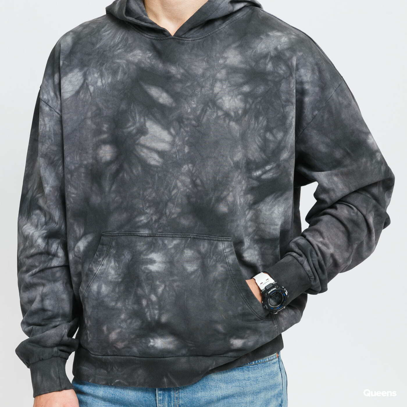 Mikiny Urban Classics Tye Dyed Hoody Grey