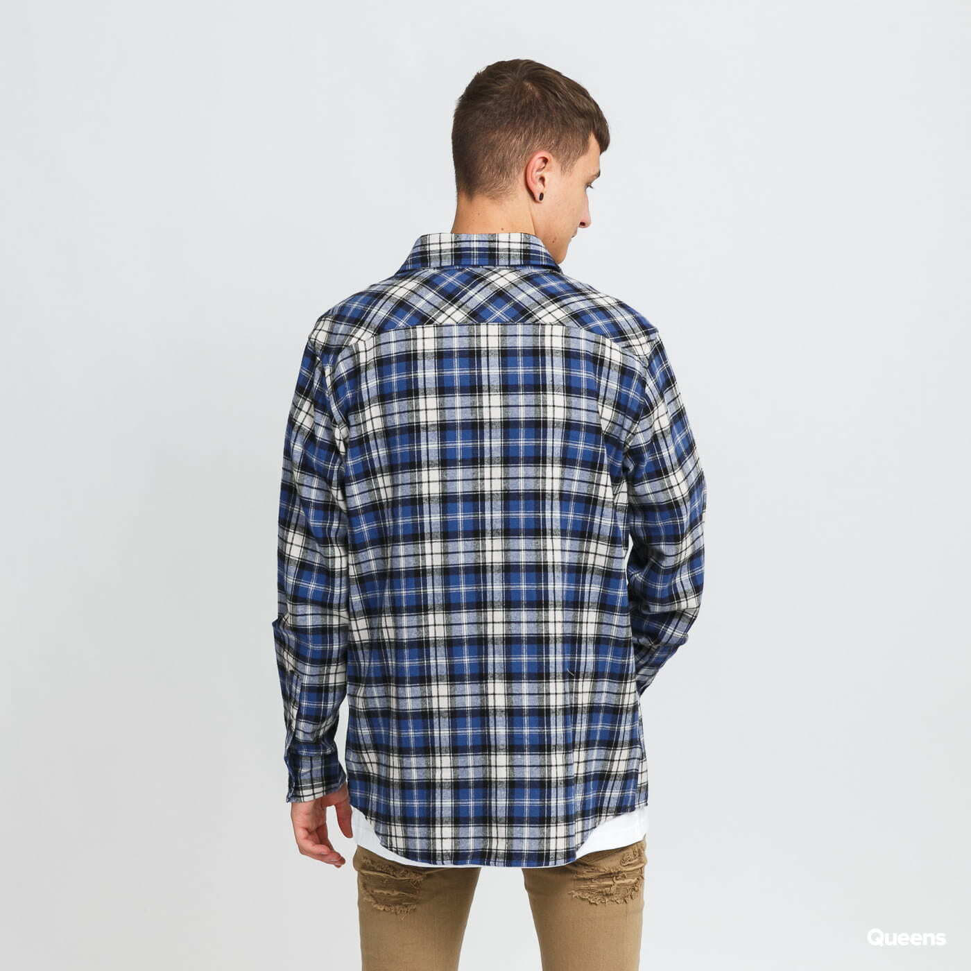 Košele Urban Classics Checked Roots Shirt Blue