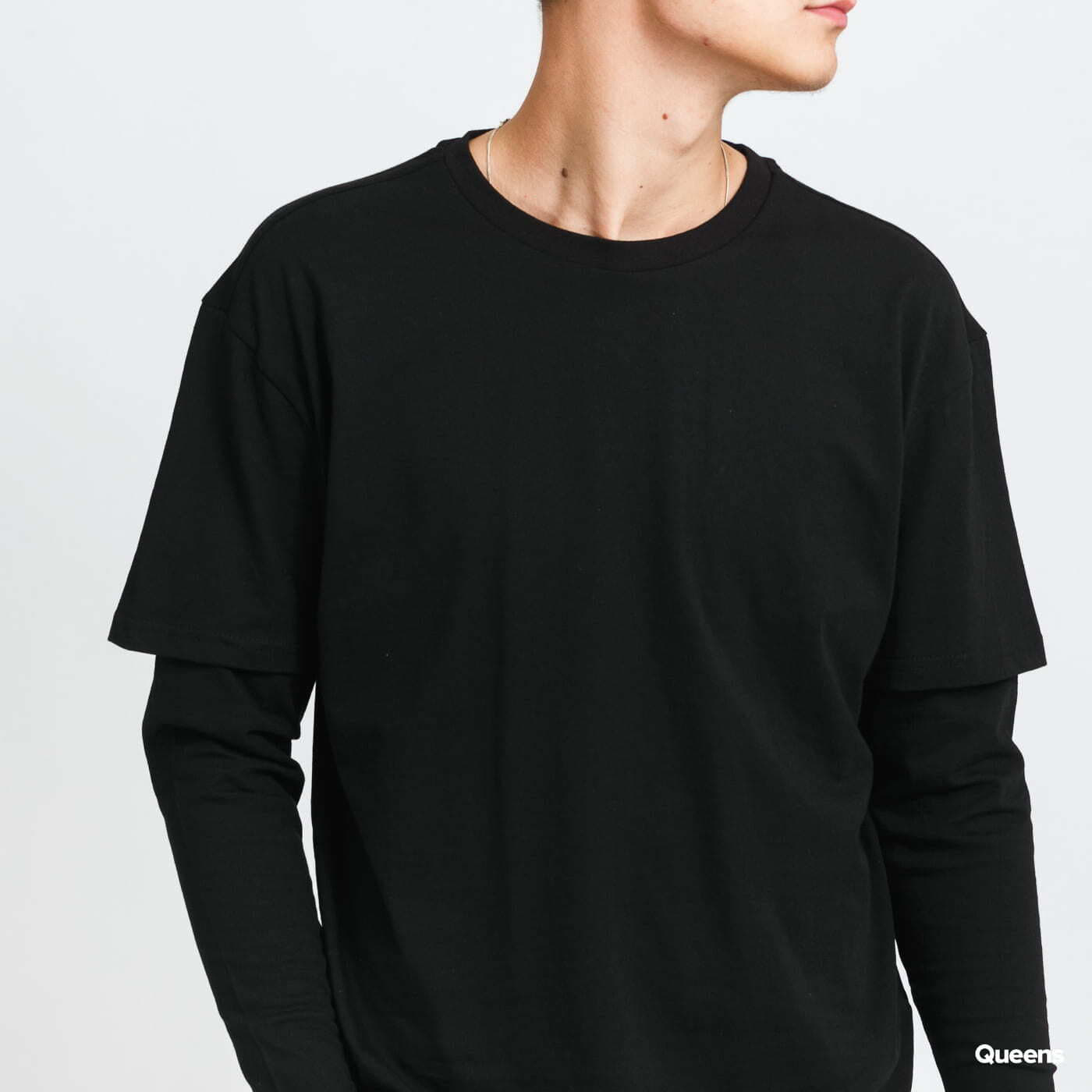 T-shirts Urban Classics Oversized Shaped Double Layer LS Tee Black/ Black |  Queens