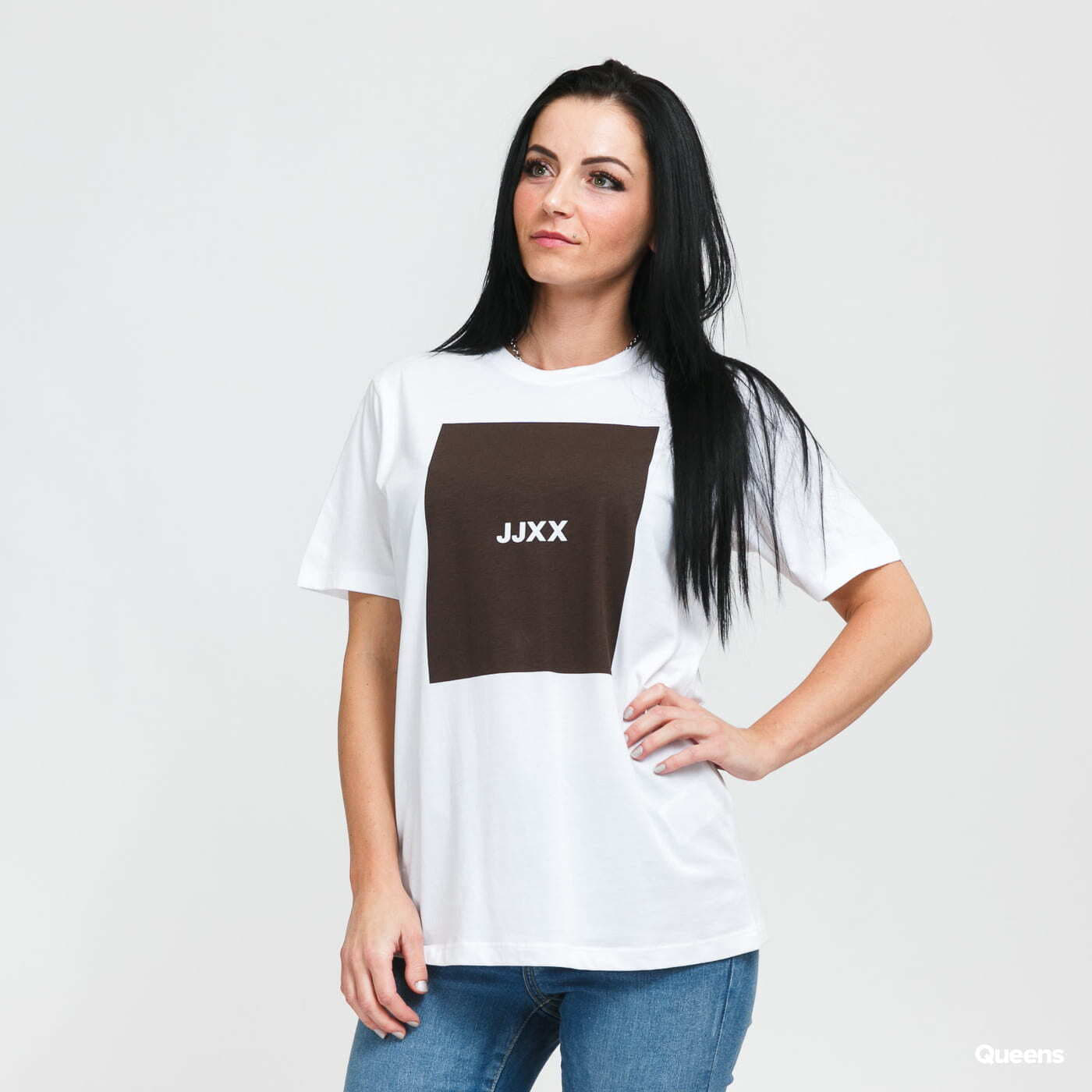T-shirts JJXX JXamber Relaxed Tee White/ Dark Brown