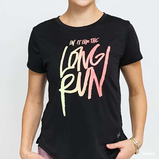 T Shirts Under Armour Long Run Graphic Tee Black Queens