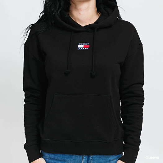 tommy jeans badge hoodie black