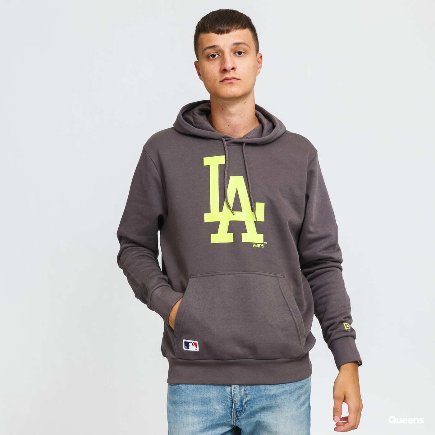 Hoodies and sweatshirts New Era MLB Seasonal Team Logo Hoody LA Dark Grey/ Neon Green