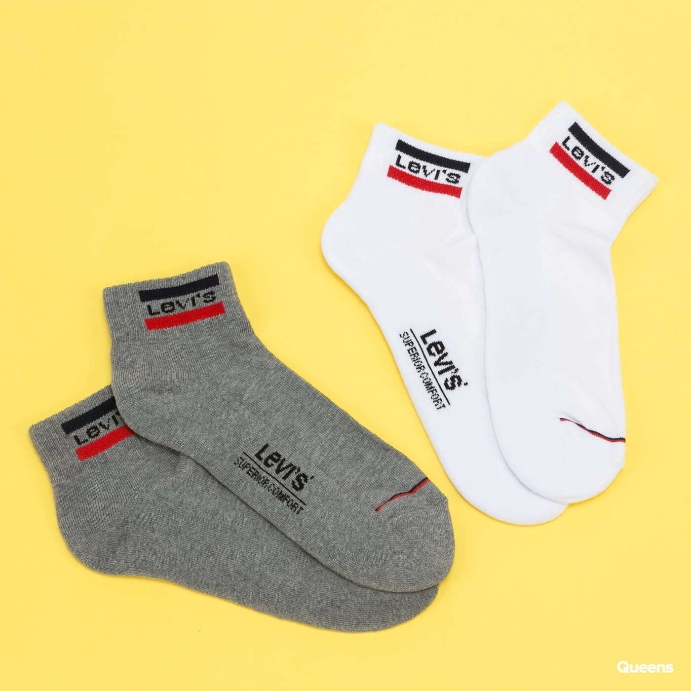 Ponožky Levi's ® 2Pack Mid Cut Sportwear Logo Socks White/ Melange Grey
