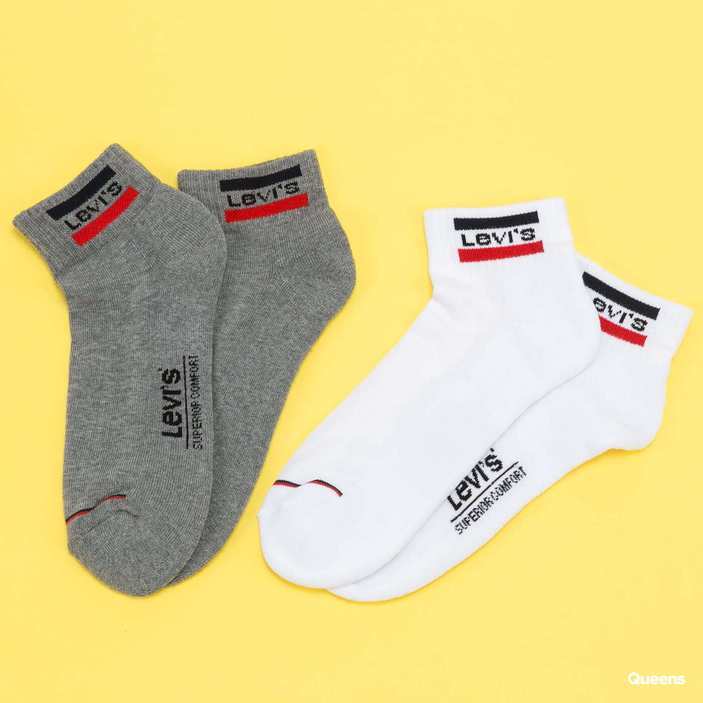 Ponožky Levi's ® 2Pack Mid Cut Sportwear Logo Socks White/ Melange Grey