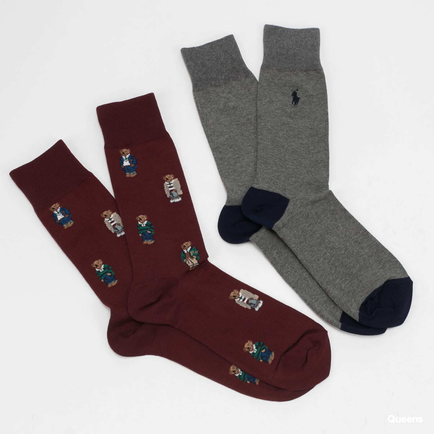 Socks Polo Ralph Lauren 2Pack Bear Quad Crew Wine/ Melange Dark Grey/ Navy