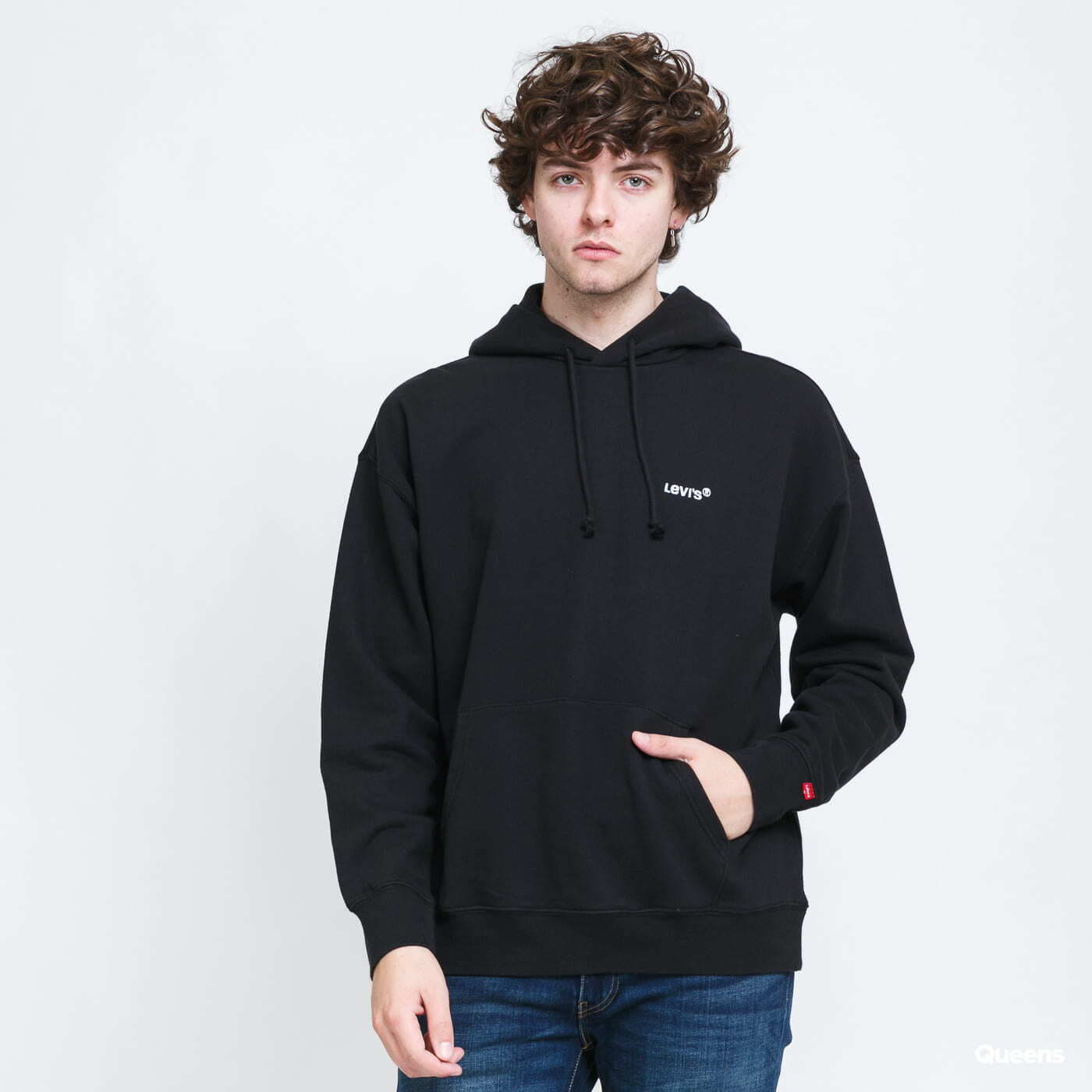 Black and clearance red levi hoodie