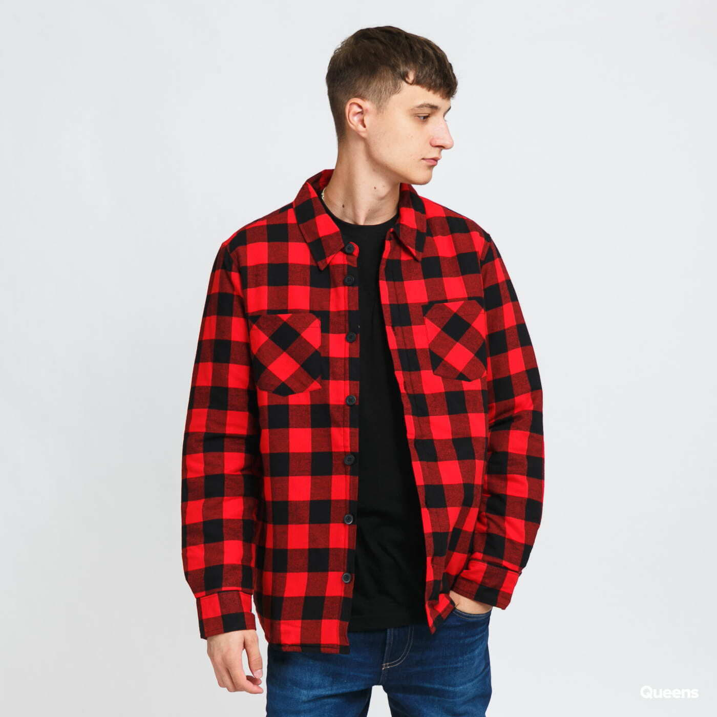 Jachetă Urban Classics Padded Check Flannel Shirt Red/ Black