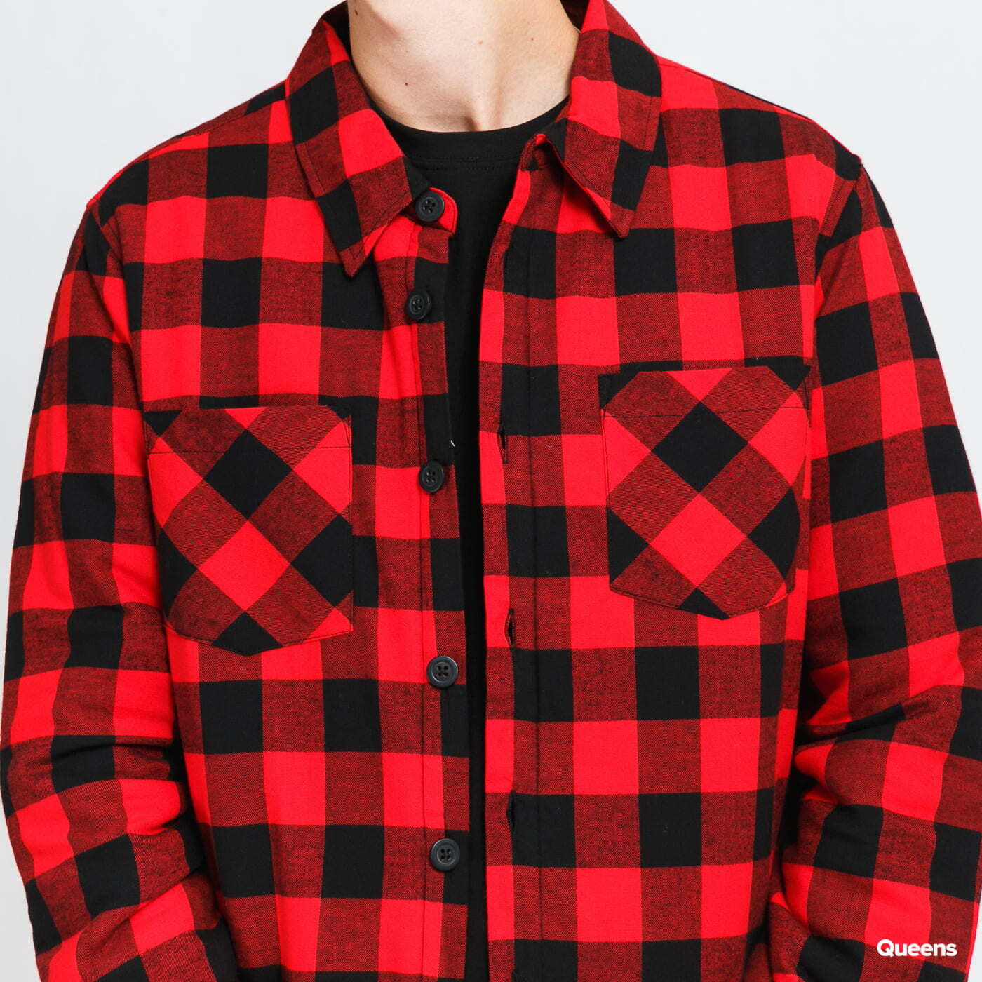 Kabátok Urban Classics Padded Check Flannel Shirt Red/ Black