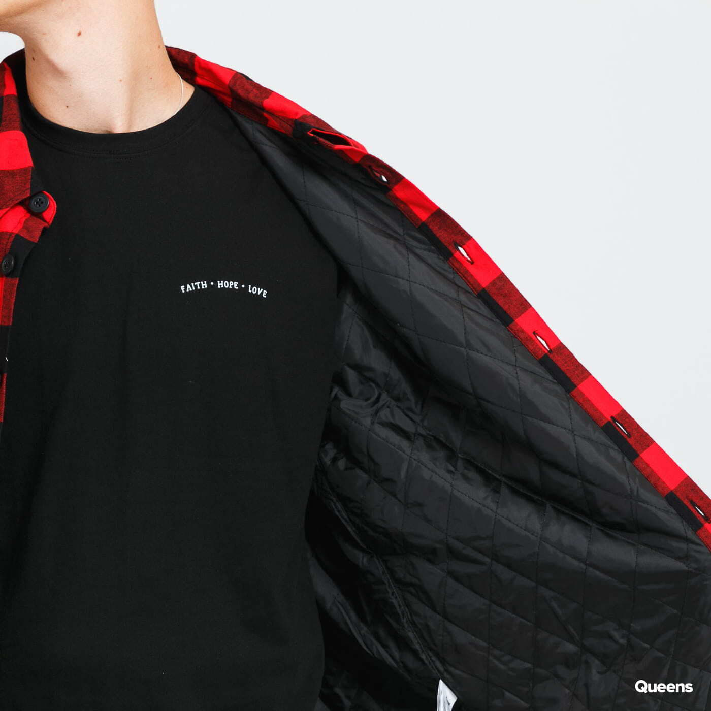 Kabátok Urban Classics Padded Check Flannel Shirt Red/ Black