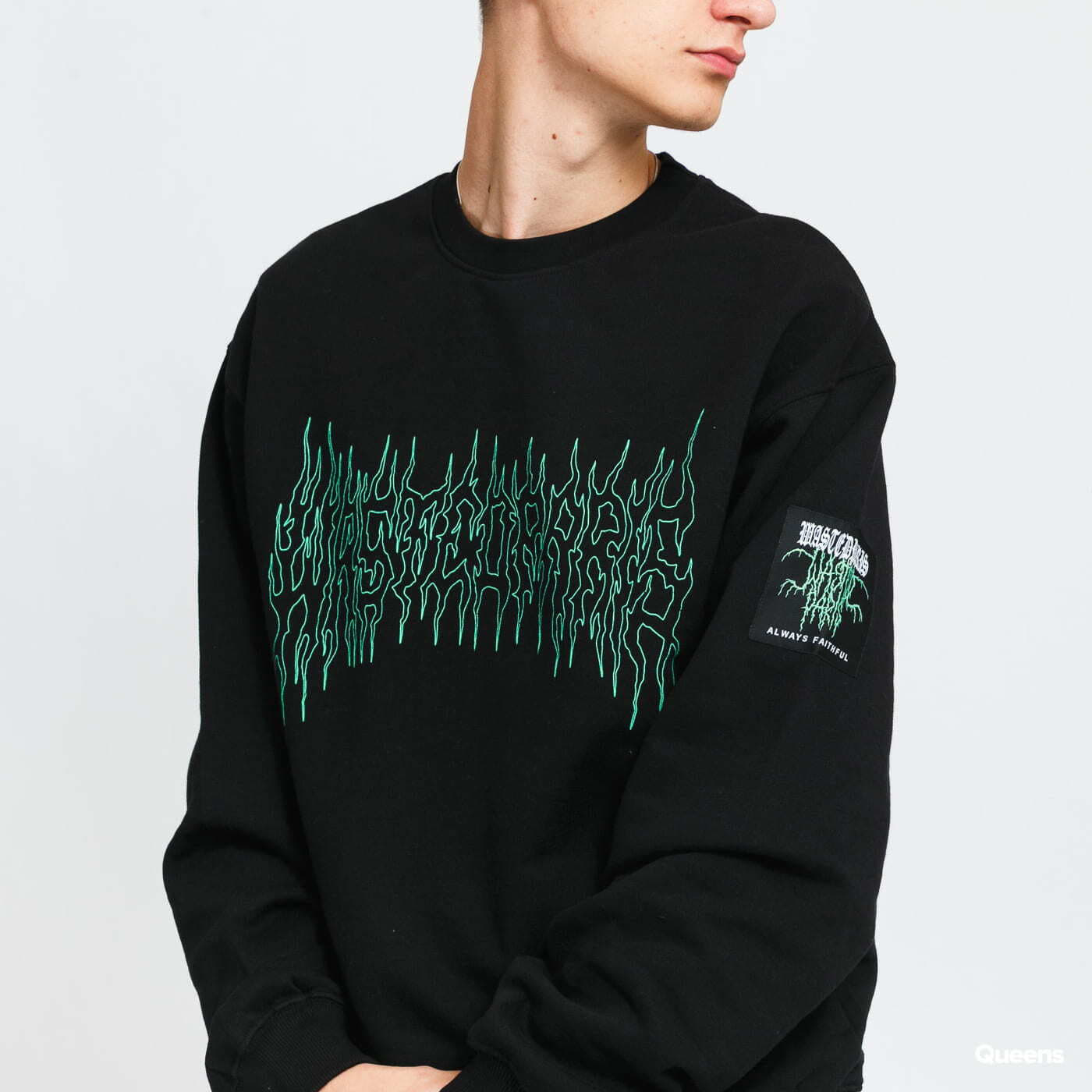 Mikiny Wasted Paris Fire Cult Crew Neck Black