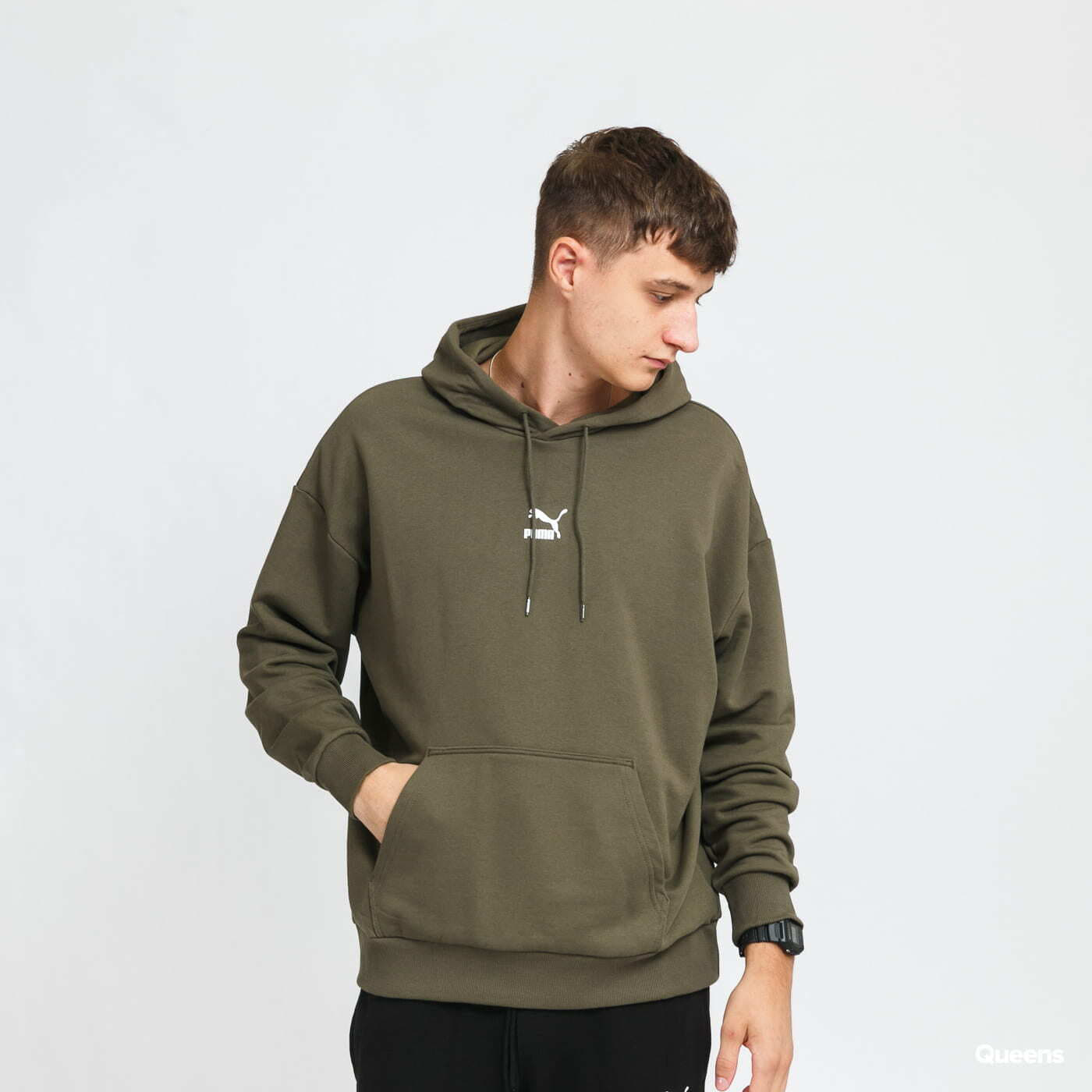 Olive green puma sweater sale