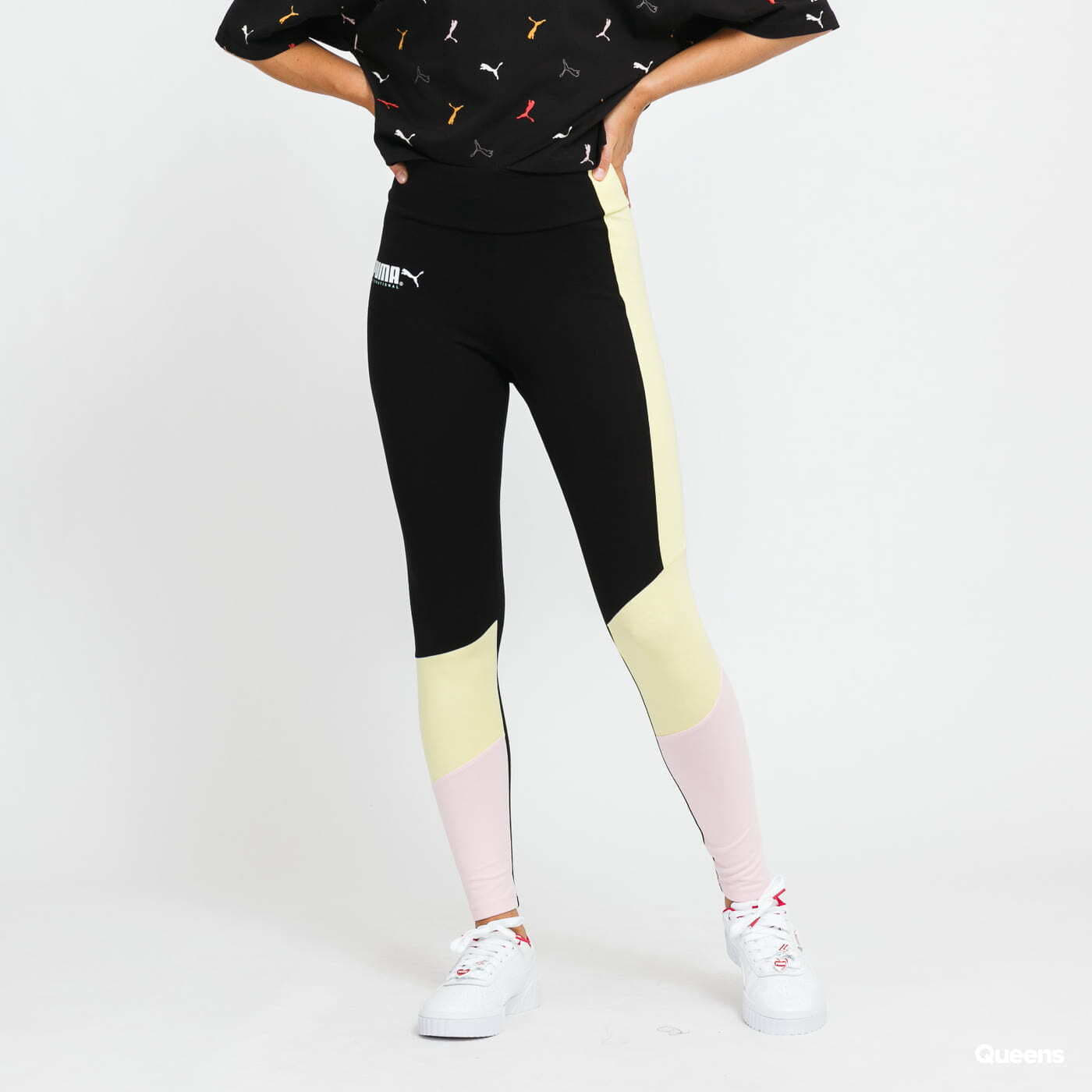 Legíny Puma International High Waist Leggings Black/ Yellow/ Pink