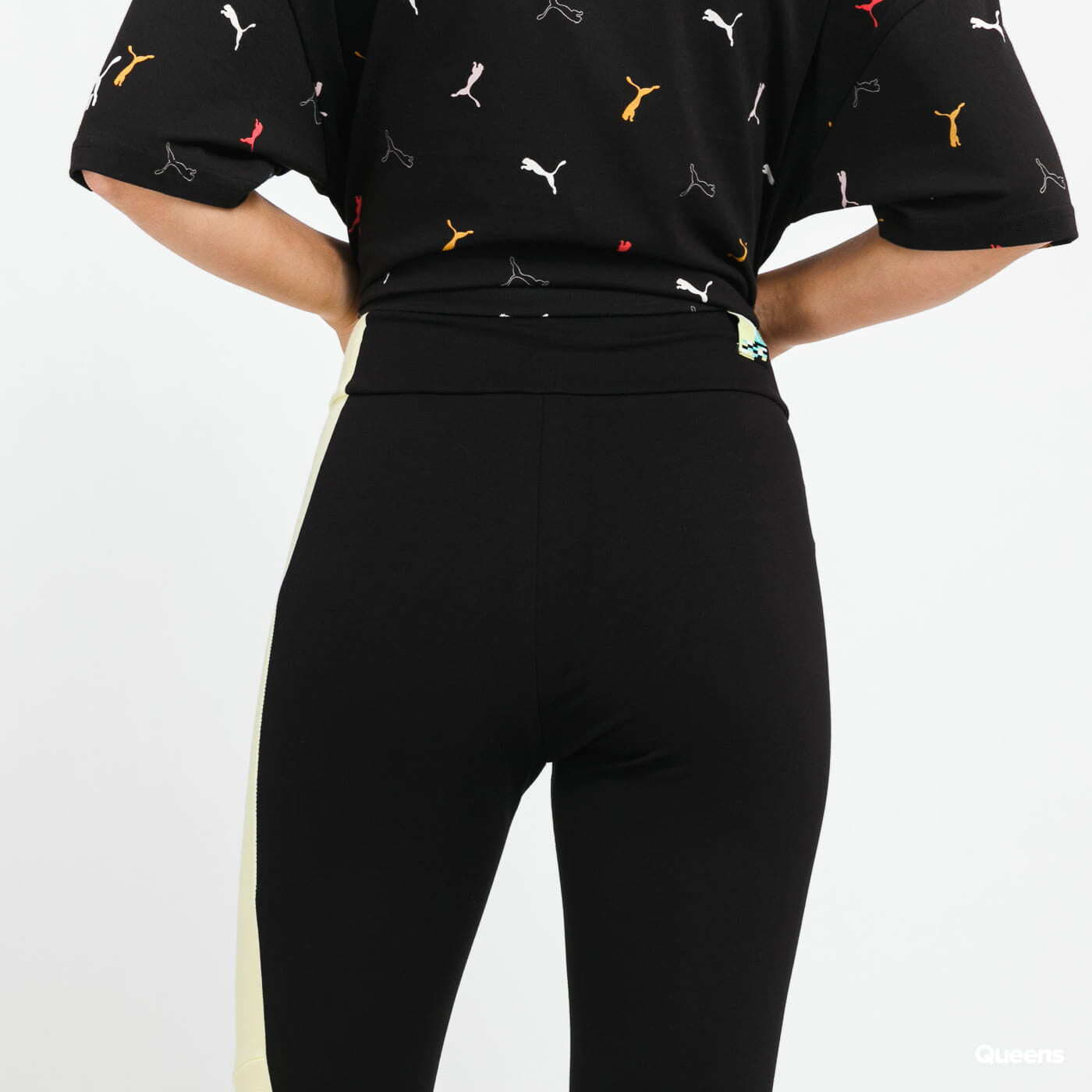 Legíny Puma International High Waist Leggings Black/ Yellow/ Pink