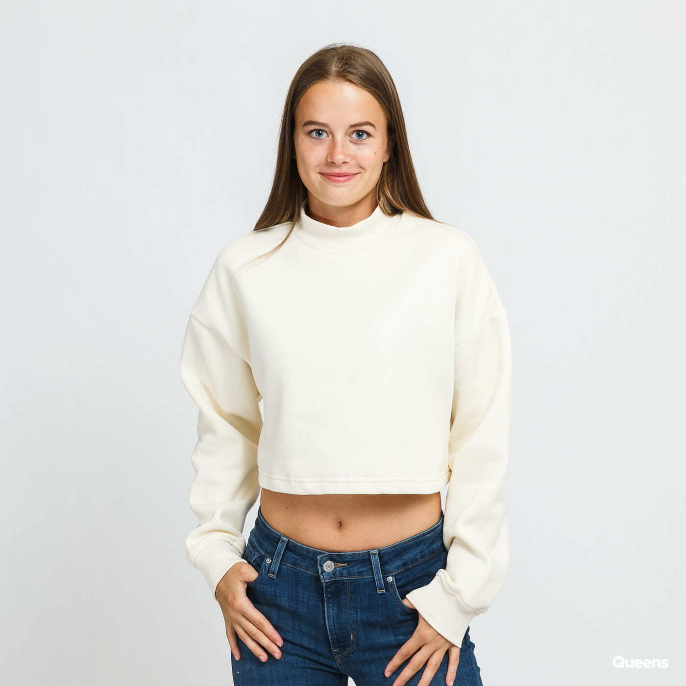 Hoodies and sweatshirts  Urban Classics Ladies Cropped Oversized Sweat High Neck Crew Cream