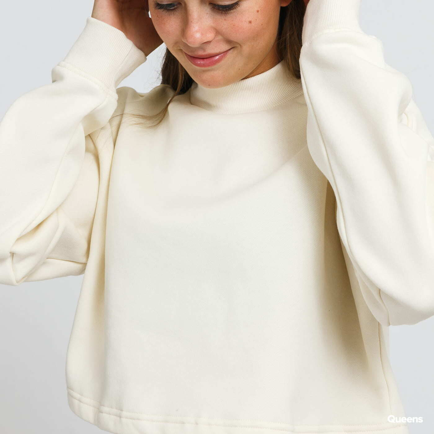 Hoodies and sweatshirts  Urban Classics Ladies Cropped Oversized Sweat High Neck Crew Cream