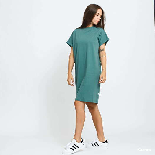 Kleid Urban Classics Ladies Organic Cotton Cut On Sleeve Tee Dress Green