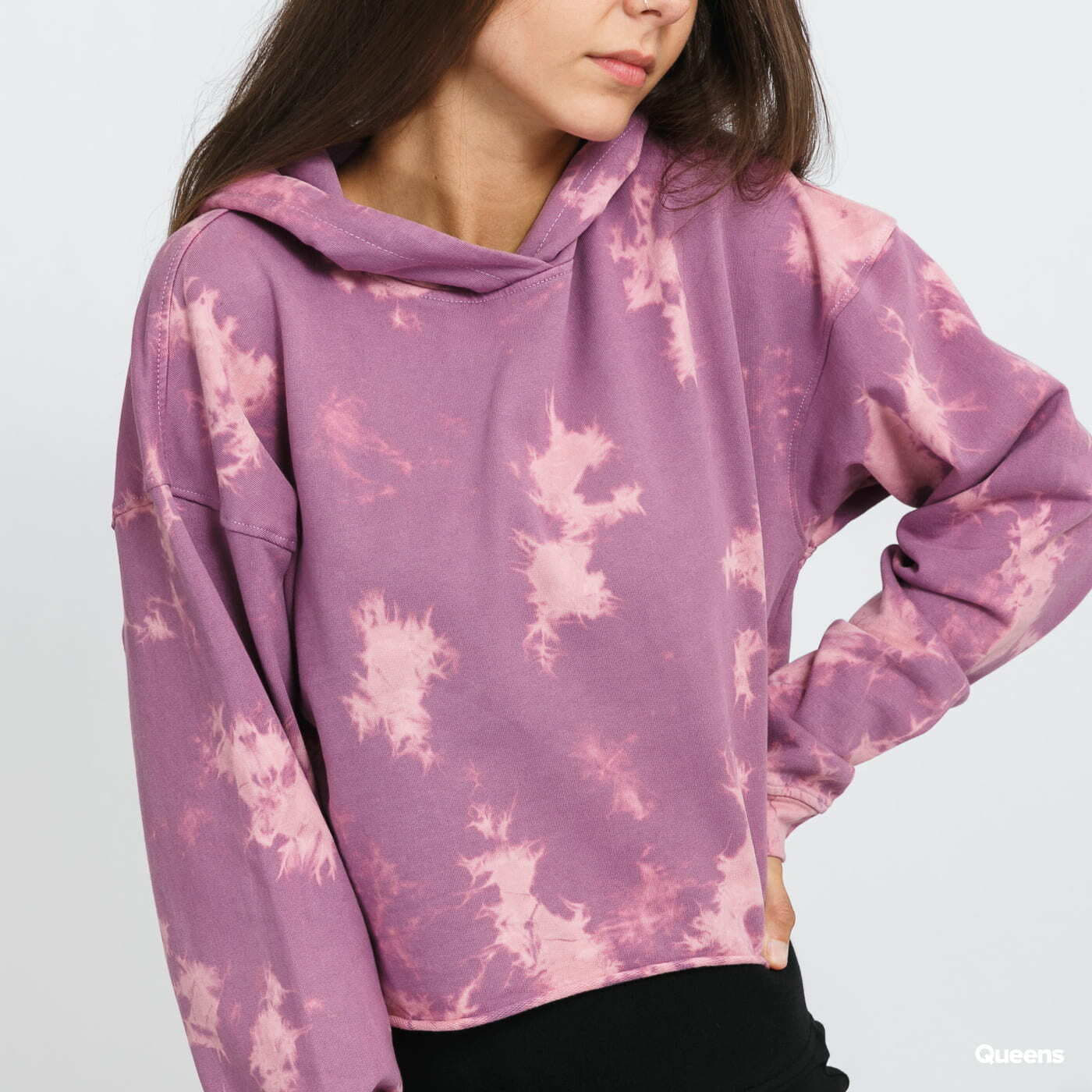 Sweatshirts Urban Classics Ladies Oversized Short Bleached Hoody Purple