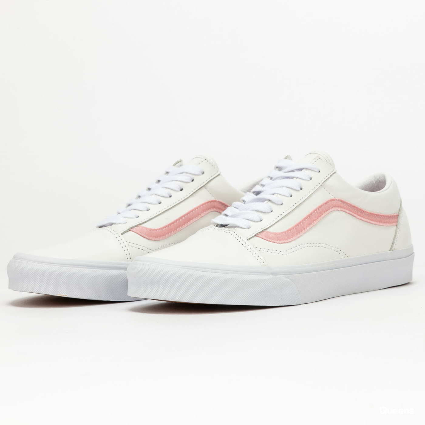 Vans old skool white with red stripe cheap
