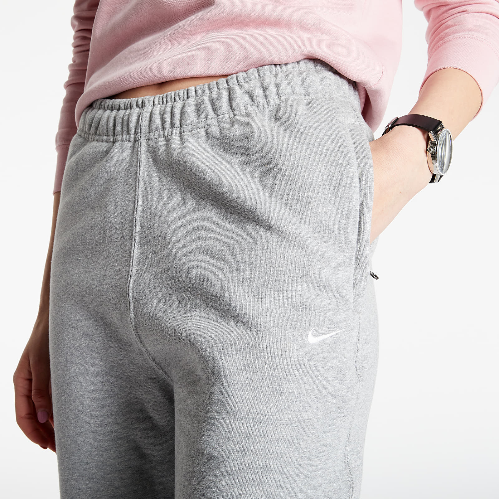 Dżinsy i spodnie NikeLab Women's Fleece Pants Dk Grey Heather/ White