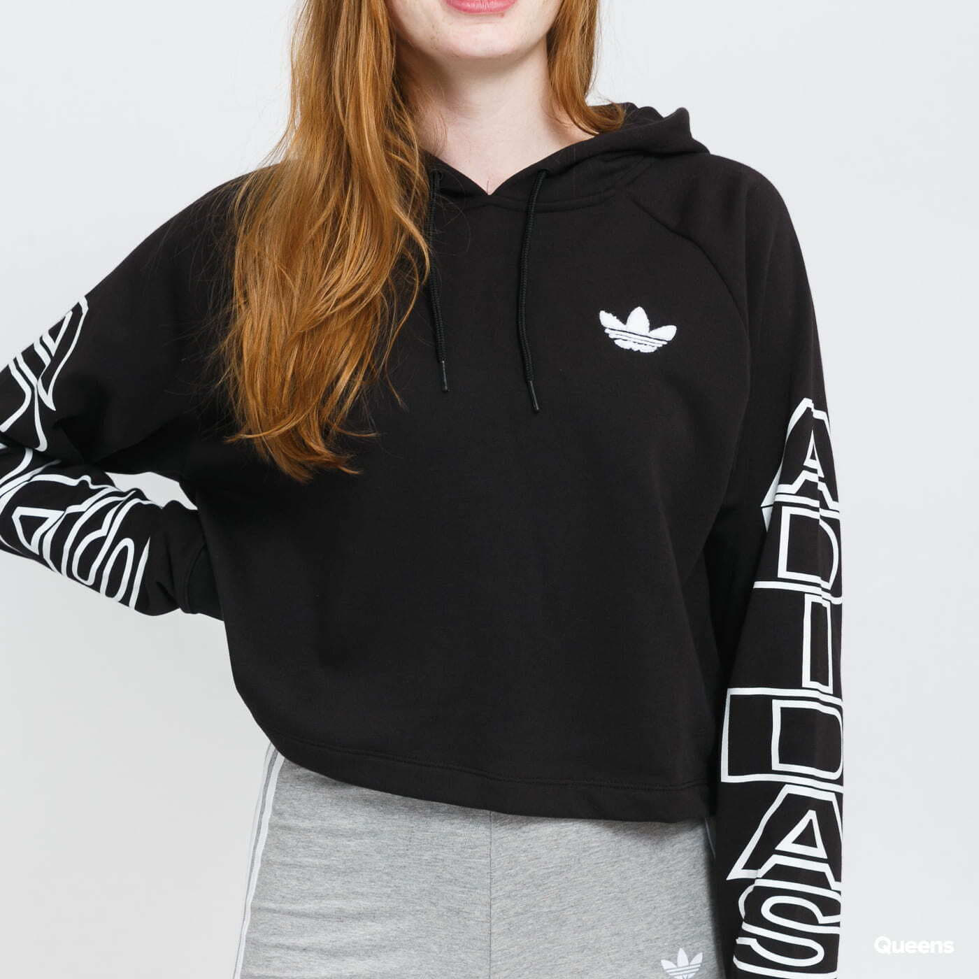 Adidas originals black cropped hoodie shop