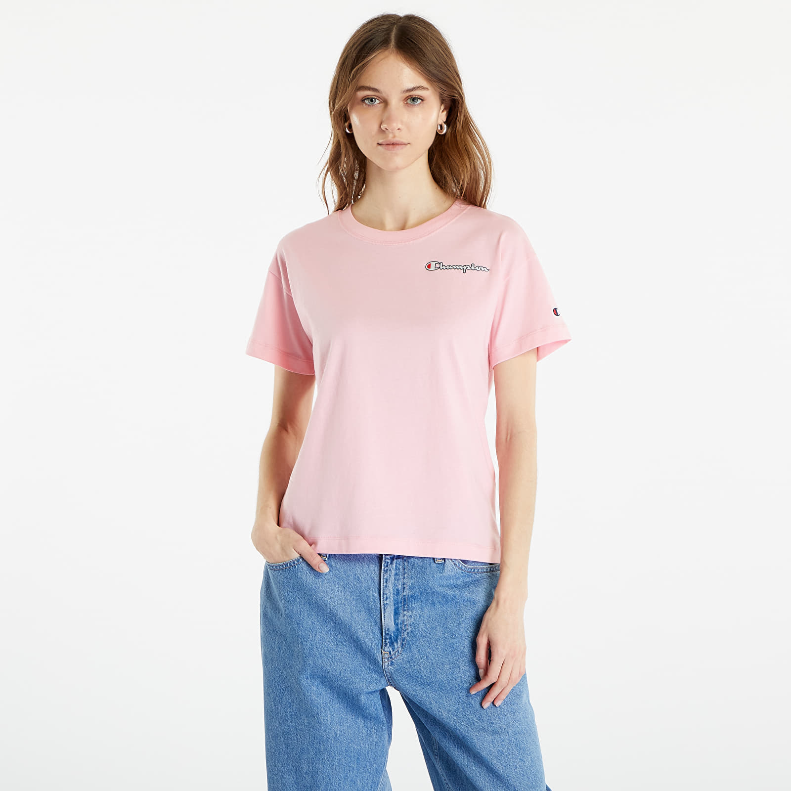 T-shirts Champion Small Vintage Script Logo Tee Pink