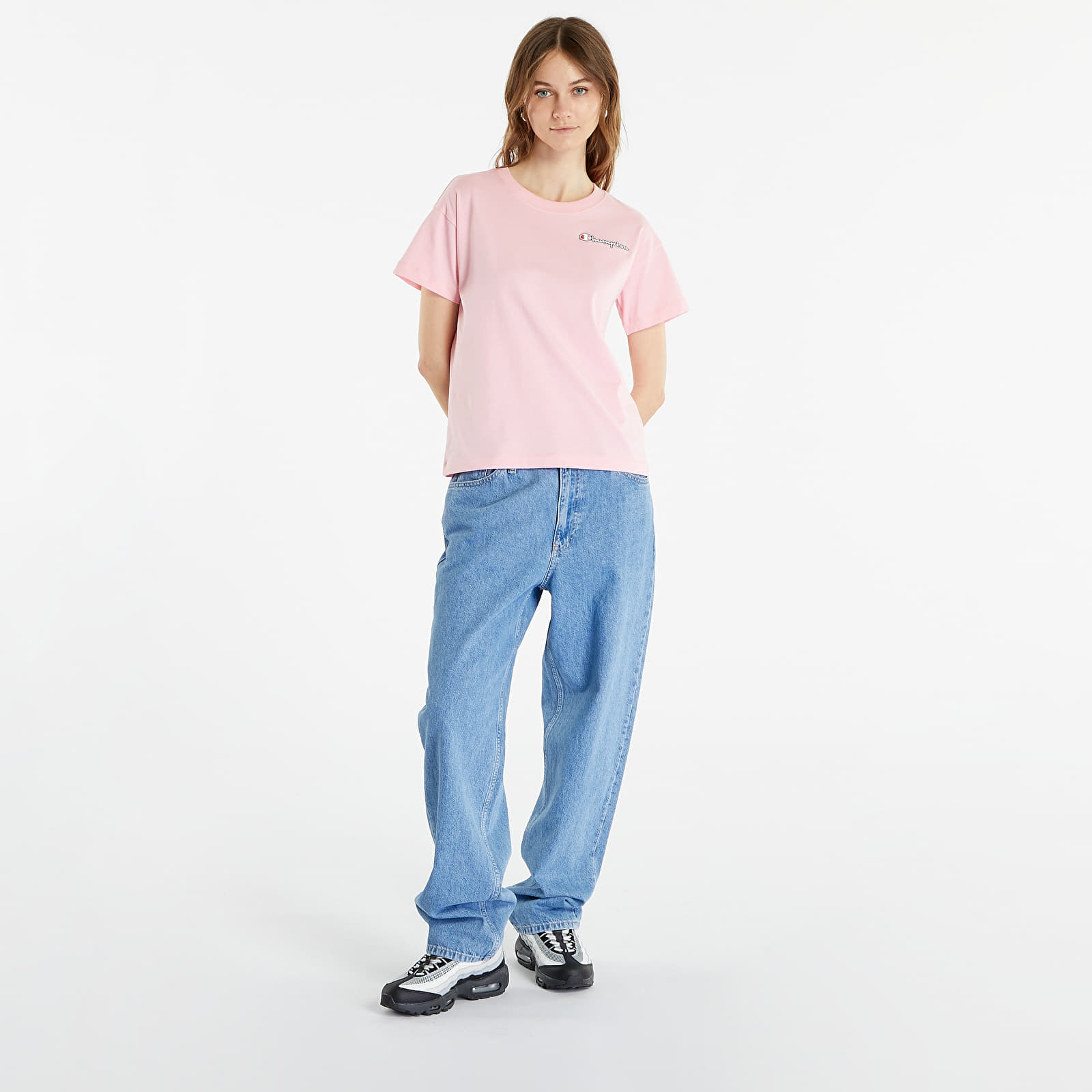 T-krekli Champion Small Vintage Script Logo Tee Pink