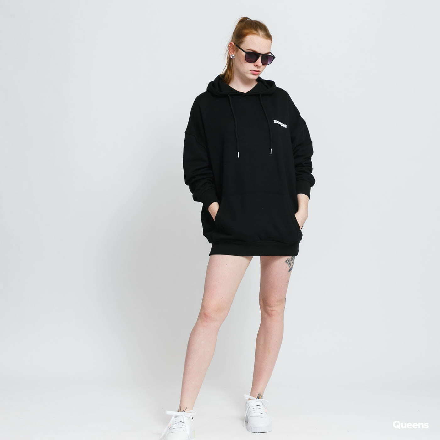 Mikiny Sixth June Hoodie Dress Black