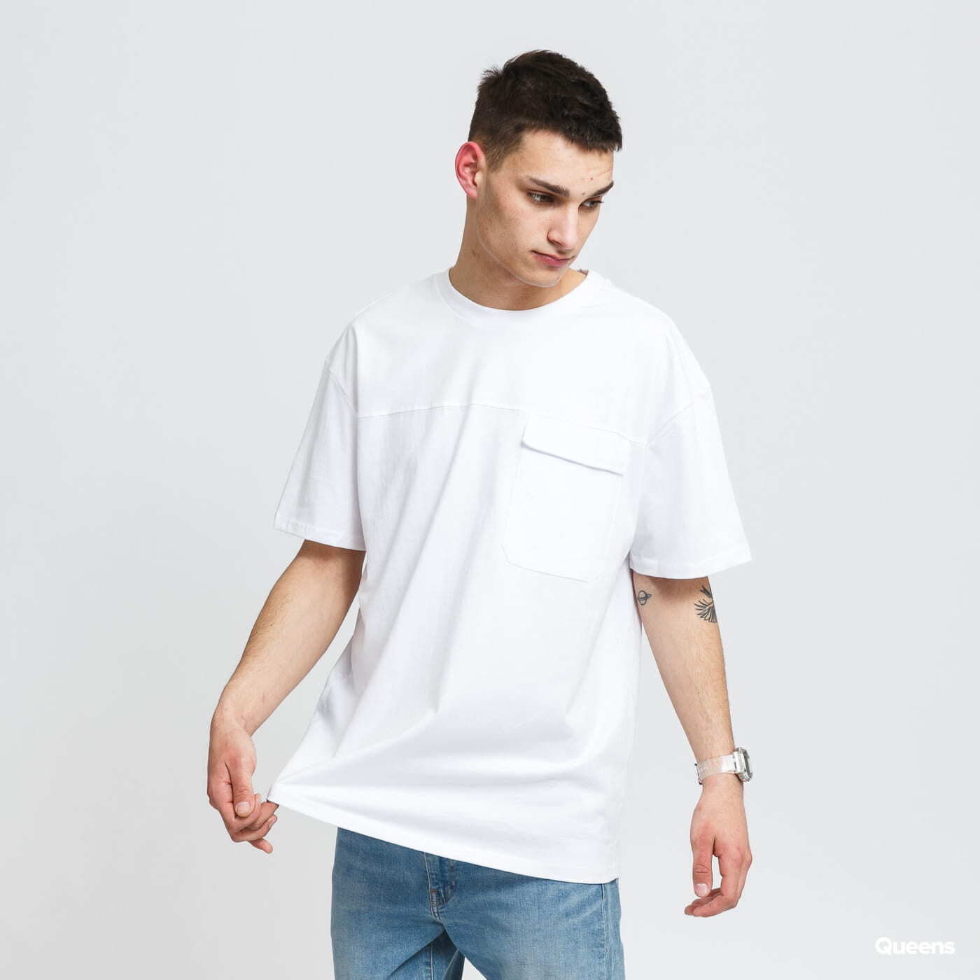 Tričká Urban Classics Oversized Big Flap Pocket Tee White