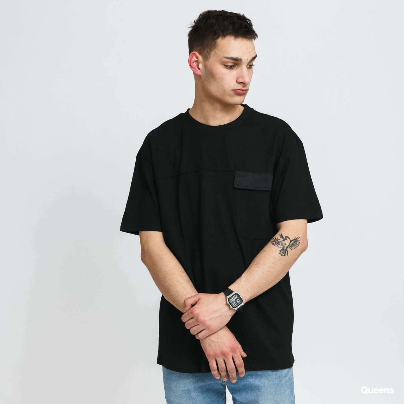 Trička Urban Classics Oversized Big Flap Pocket Tee Black