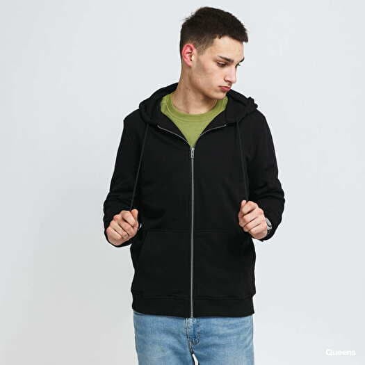 Basic black zip up hoodie sales
