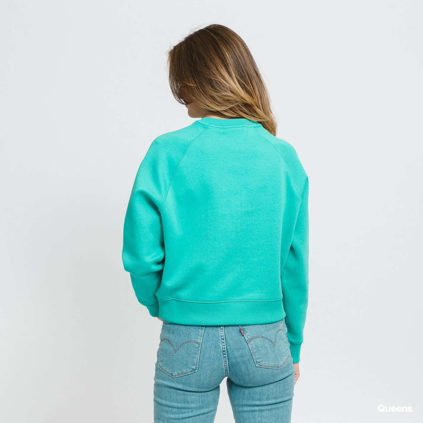 Moletons e blusas de moletom LACOSTE Women’s Lacoste LIVE Lettered Cropped Sweatshirt tyrkysová