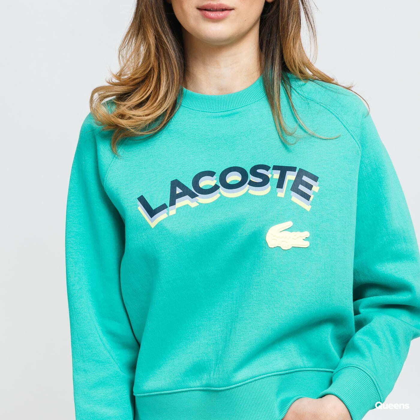Moletons e blusas de moletom LACOSTE Women’s Lacoste LIVE Lettered Cropped Sweatshirt tyrkysová