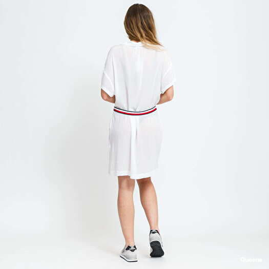 midi shirt dresses for women White 100% Cotton Button-Down Midi Shirt Dress 42