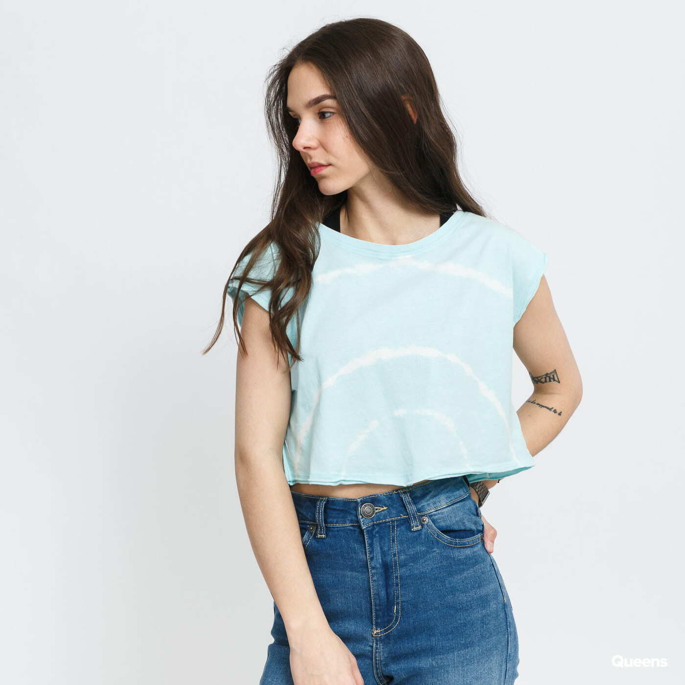 Tričká Urban Classics Ladies Short Tie Dye Tee Blue / White