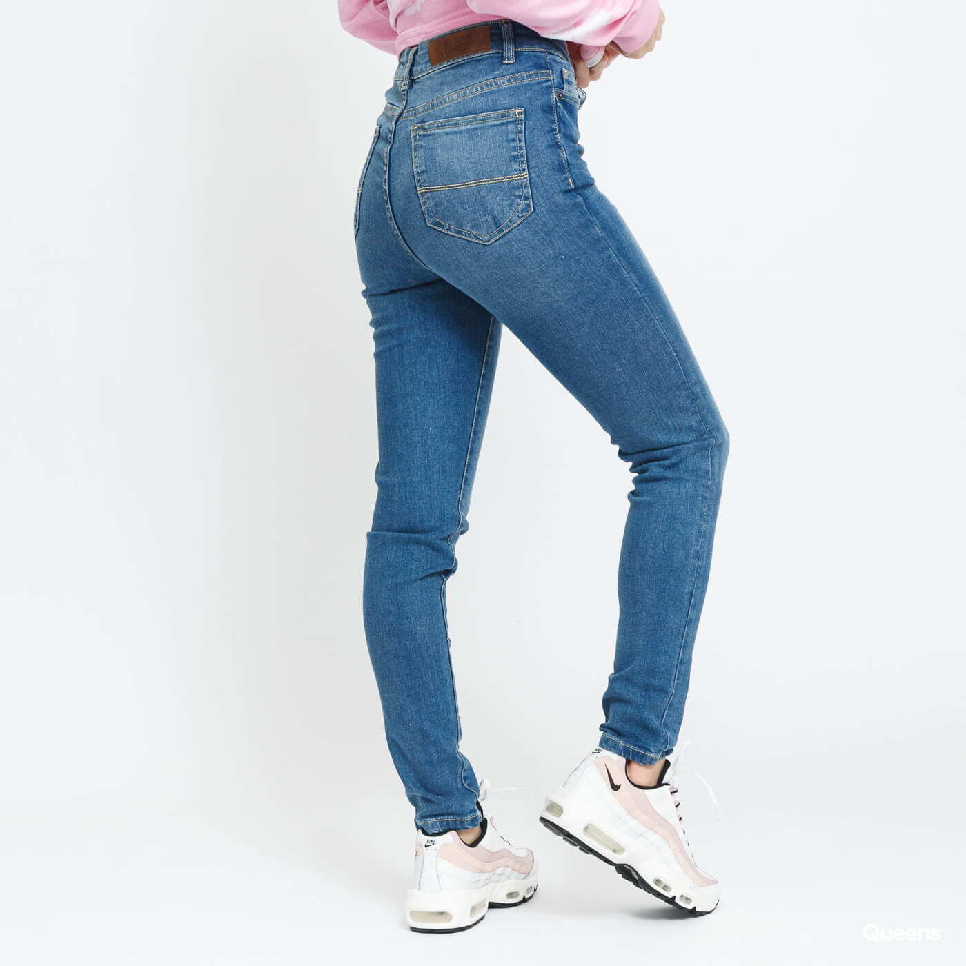Džínsy Urban Classics Ladies High Waist Slim Jeans Blue