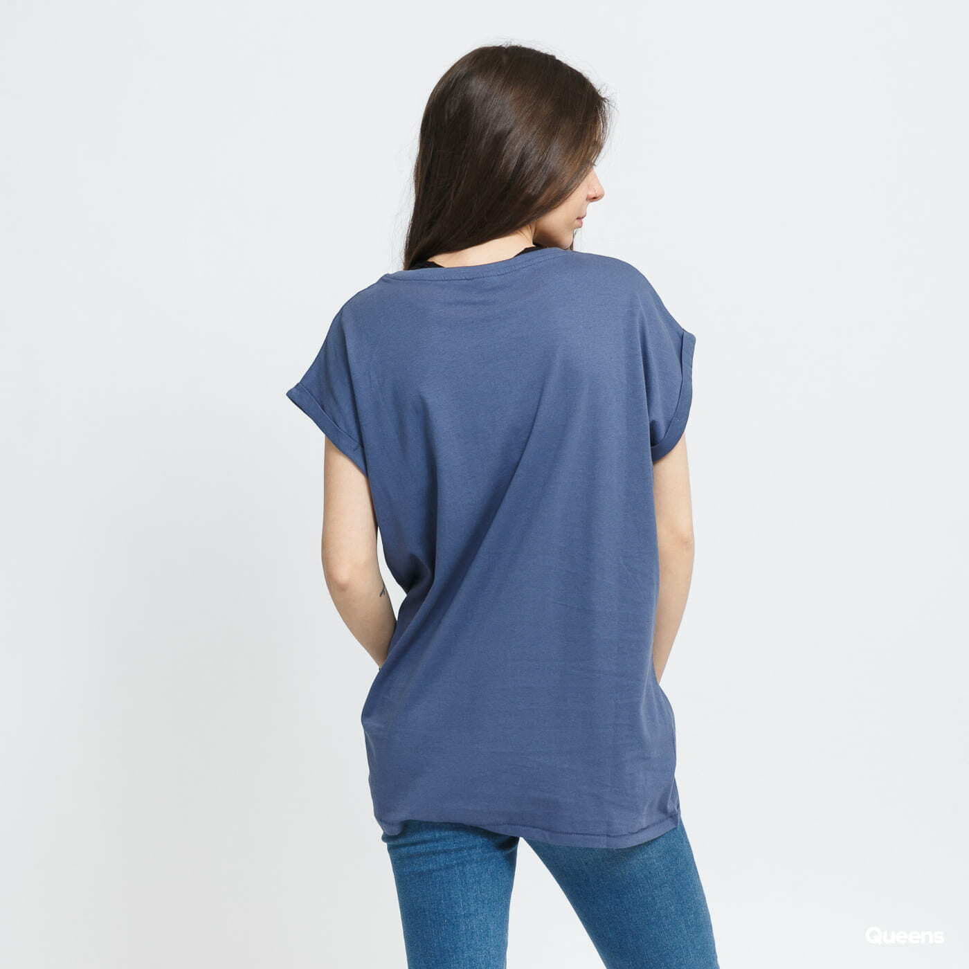 Tričká Urban Classics Ladies Extended Shoulder Tee Blue