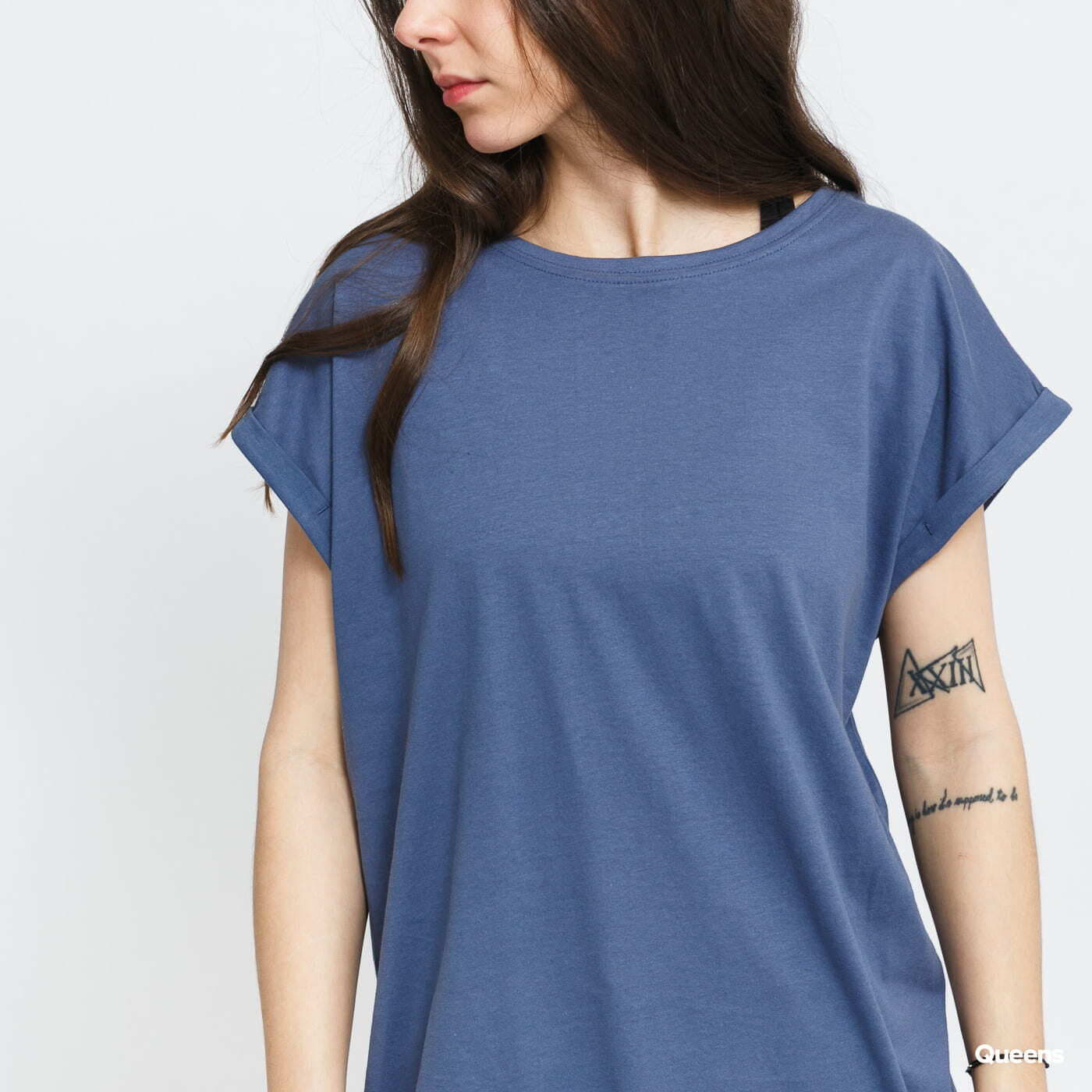 Tričká Urban Classics Ladies Extended Shoulder Tee Blue