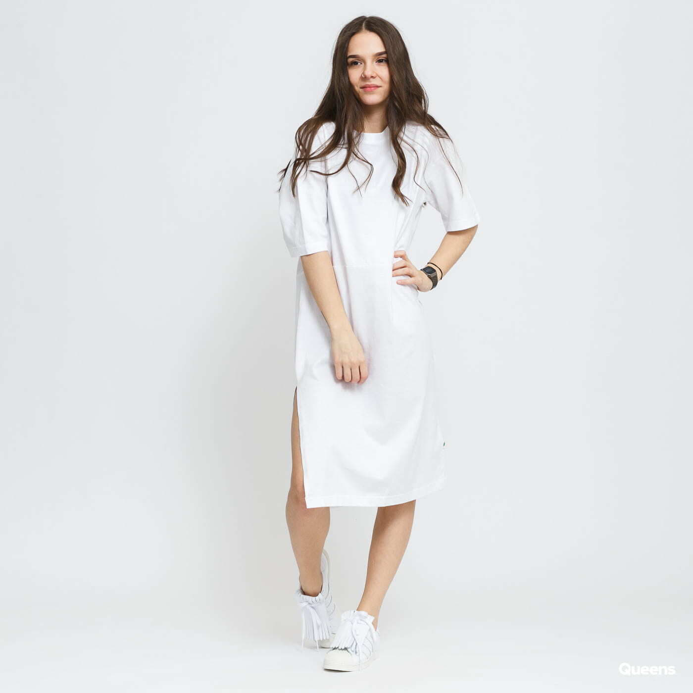 Kjoler Urban Classics Ladies Organic Oversized Slit Tee Dress White