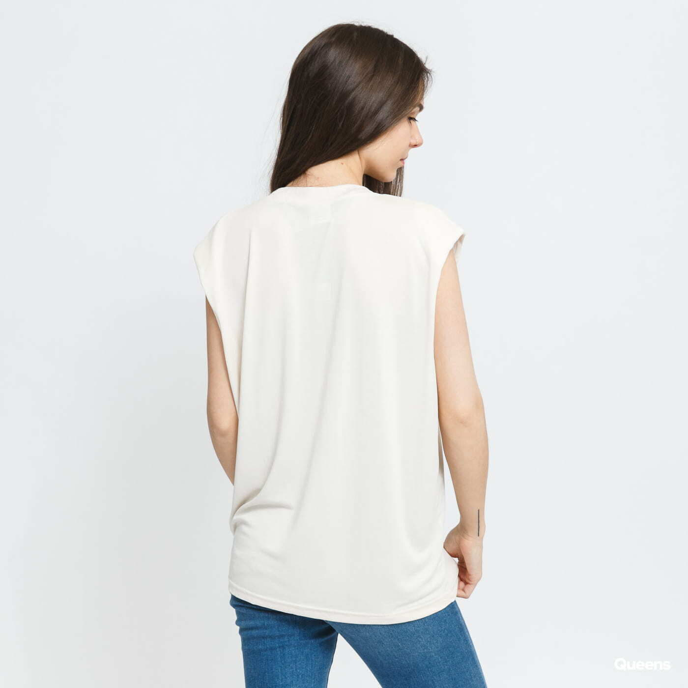 T-shirts Urban Classics Ladies Modal Padded Shoulder Tank Cream