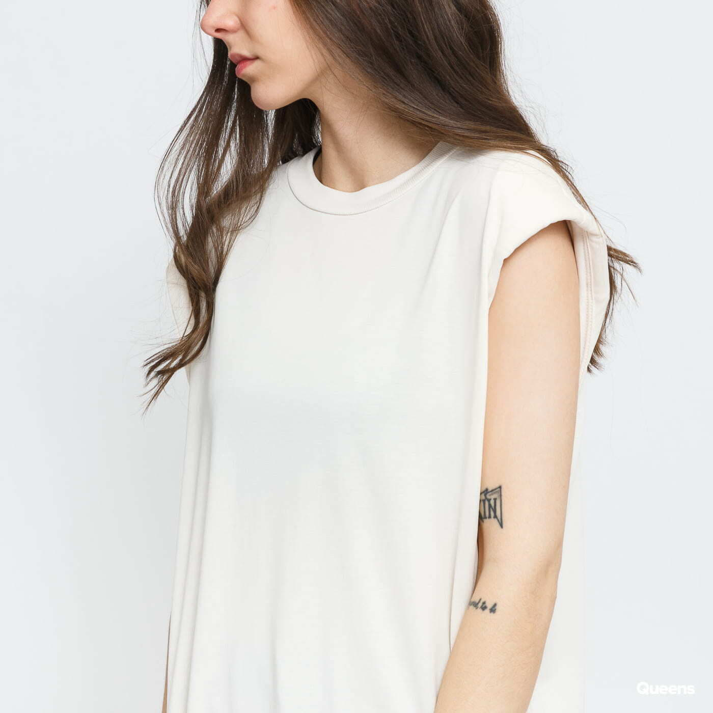 T-shirts Urban Classics Ladies Modal Padded Shoulder Tank Cream