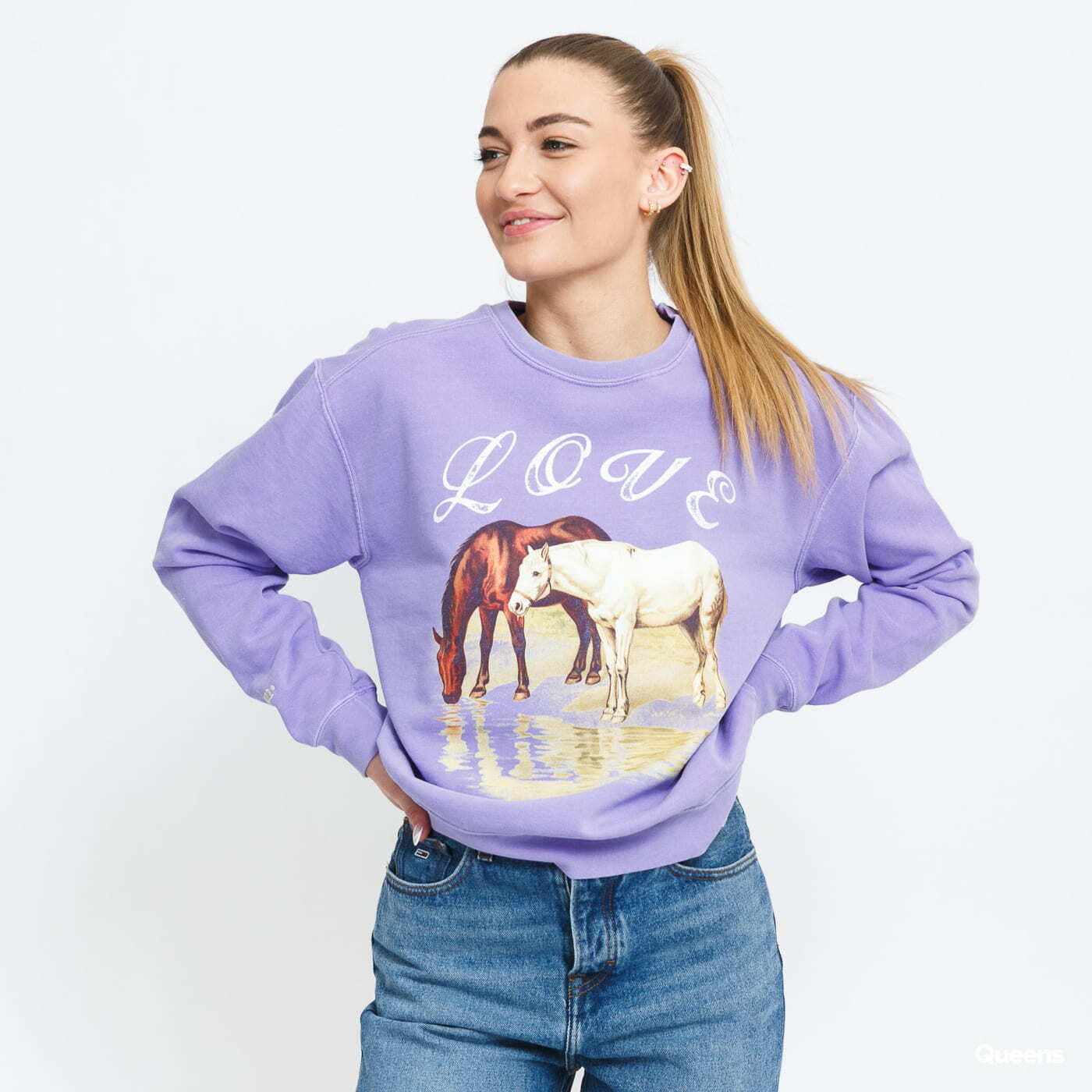 Mikiny LOVE THEM Womens Crewneck True Love fialova Purple