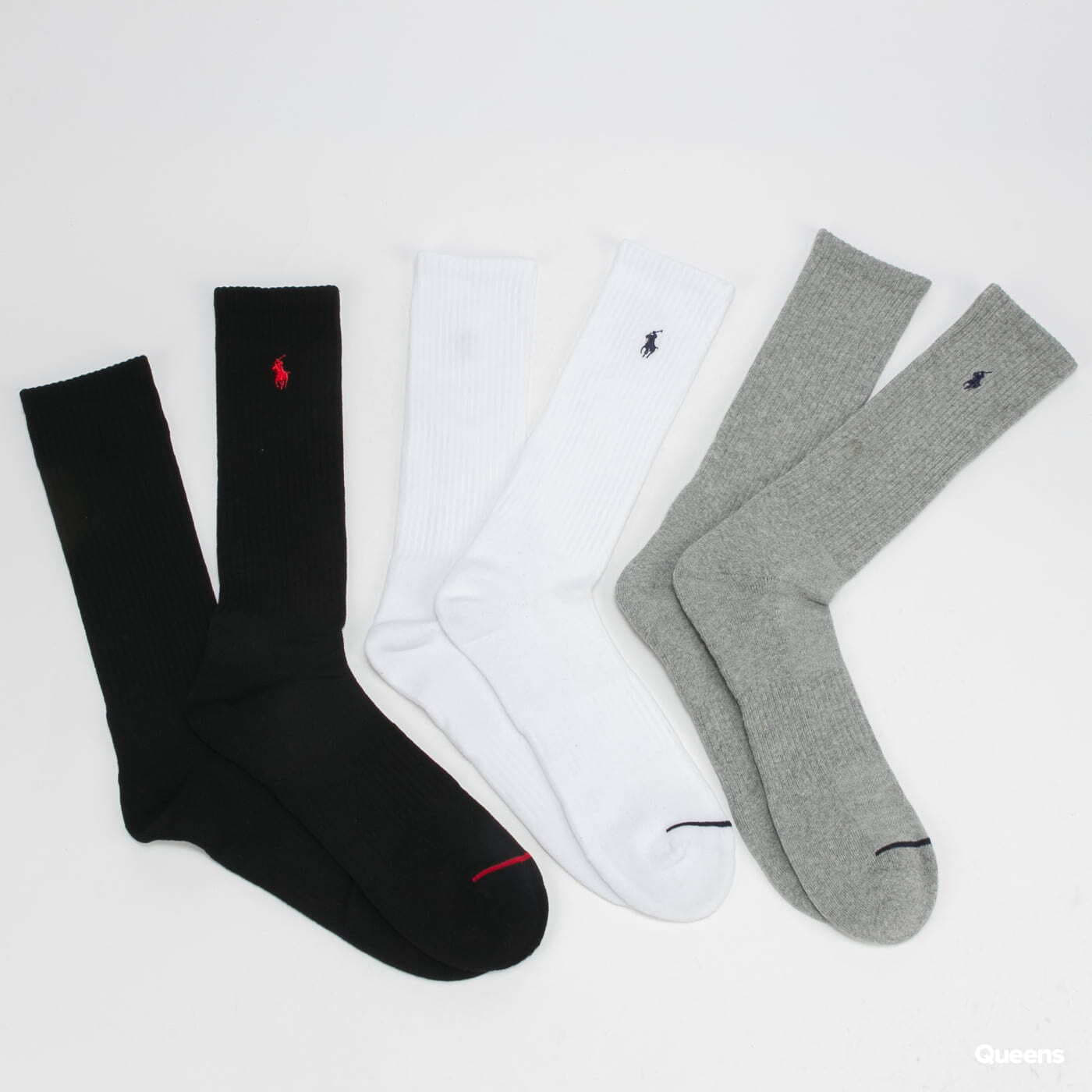 Socks Polo Ralph Lauren 3Pack Crew Socks Melange Grey/ White/ Black