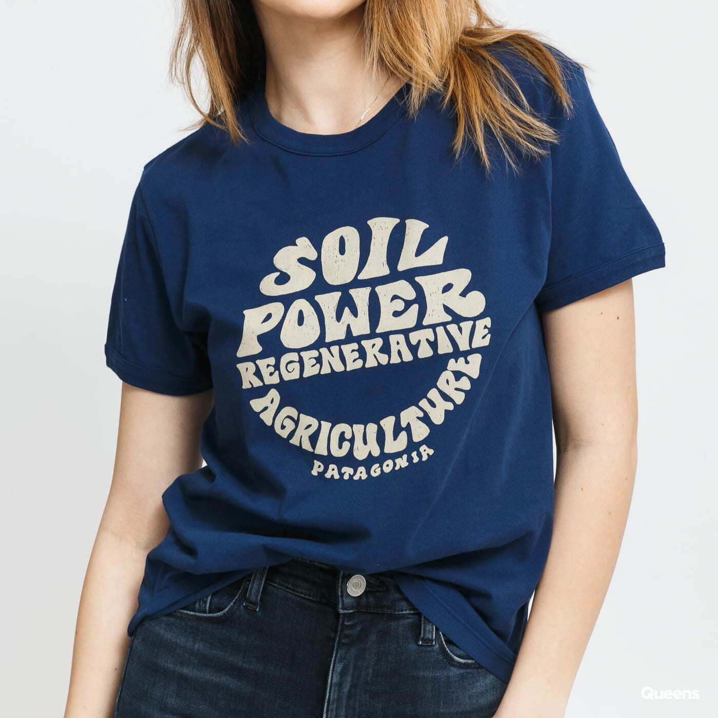 T-shirts Patagonia W's Road To Regenerative Ringer Tee Navy