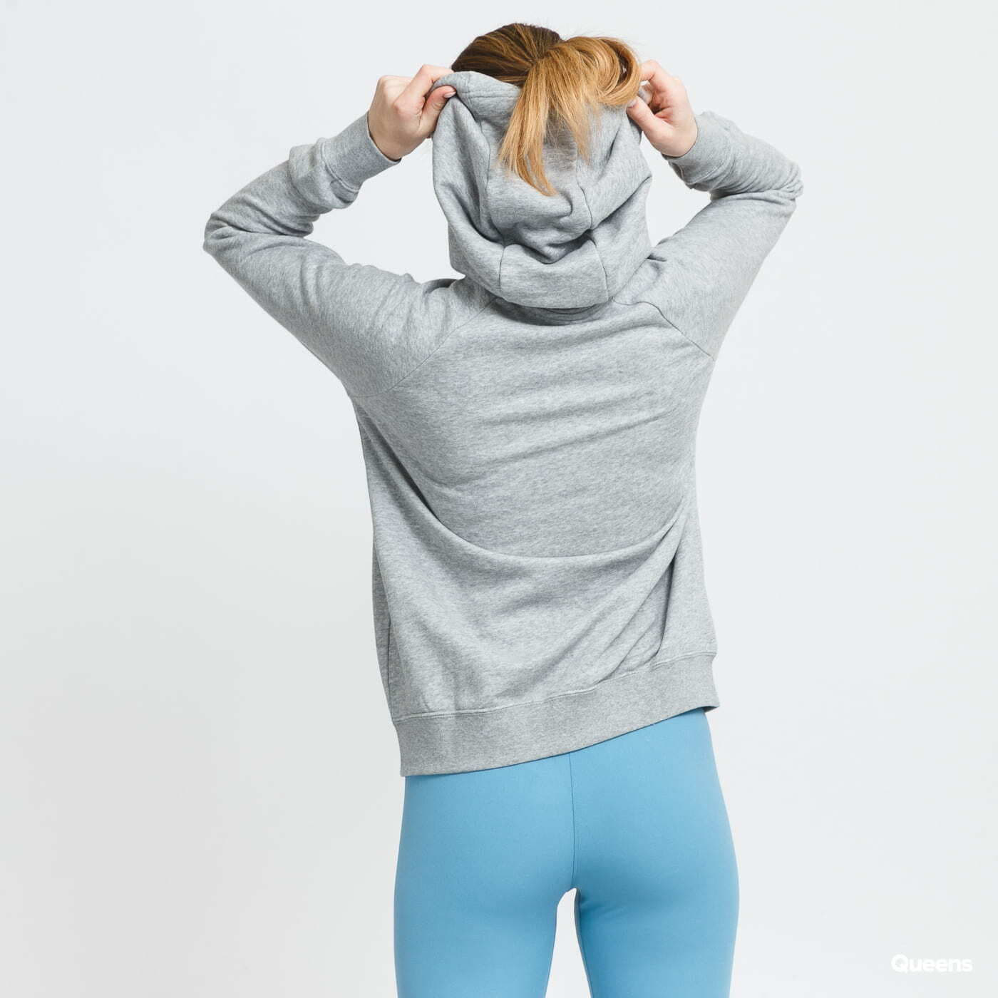 Mikiny a svetry Nike NSW Essential Fleece Full-Zip Hoodie Dk Grey Heather/ White