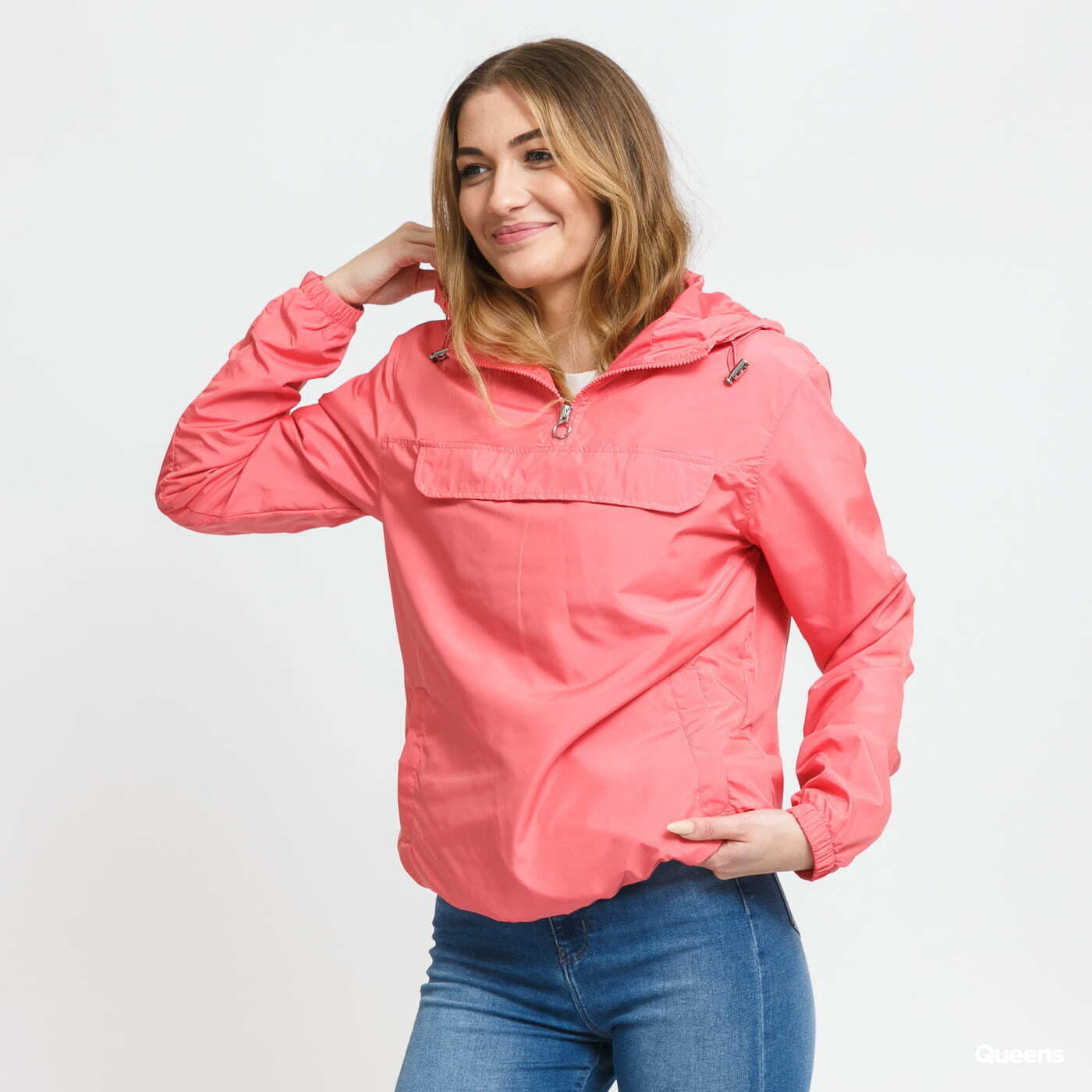 Větrovka Urban Classics Ladies Basic Pull Over Jacket Pink S
