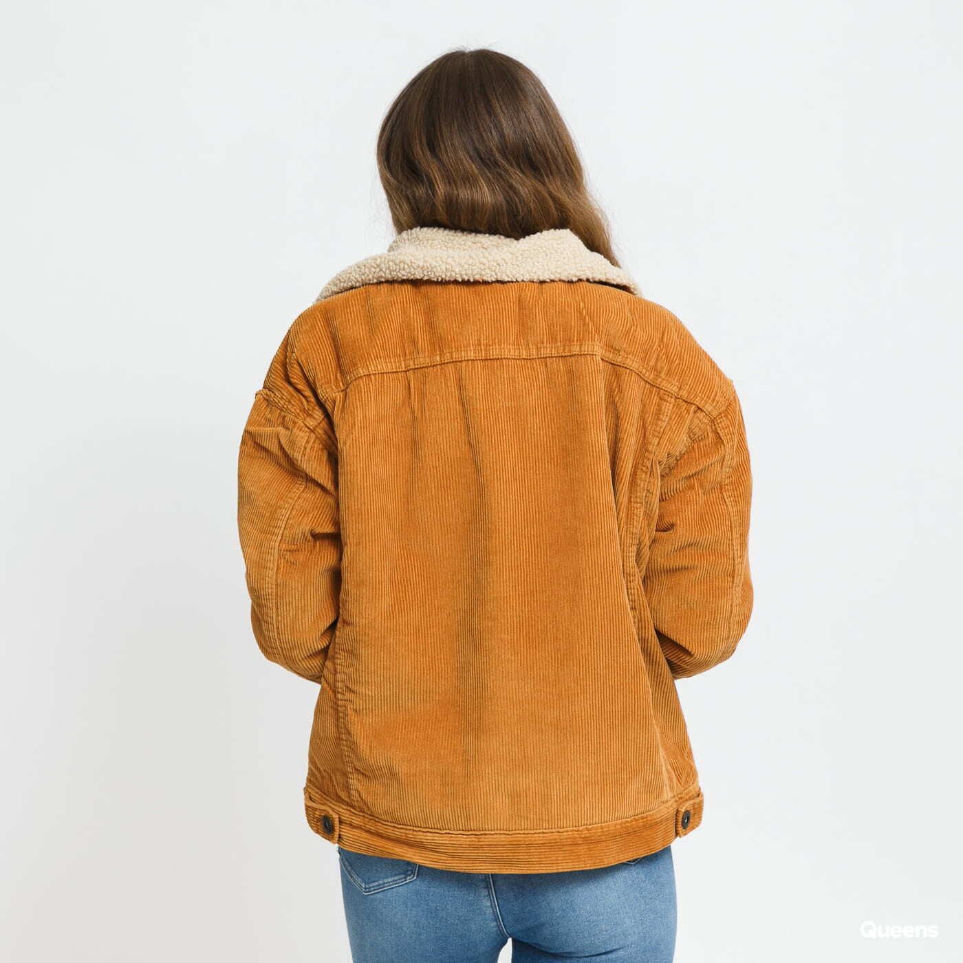 Jackets Urban Classics Ladies Oversize Sherpa Corduroy Jacket Brown | Queens | Jacken