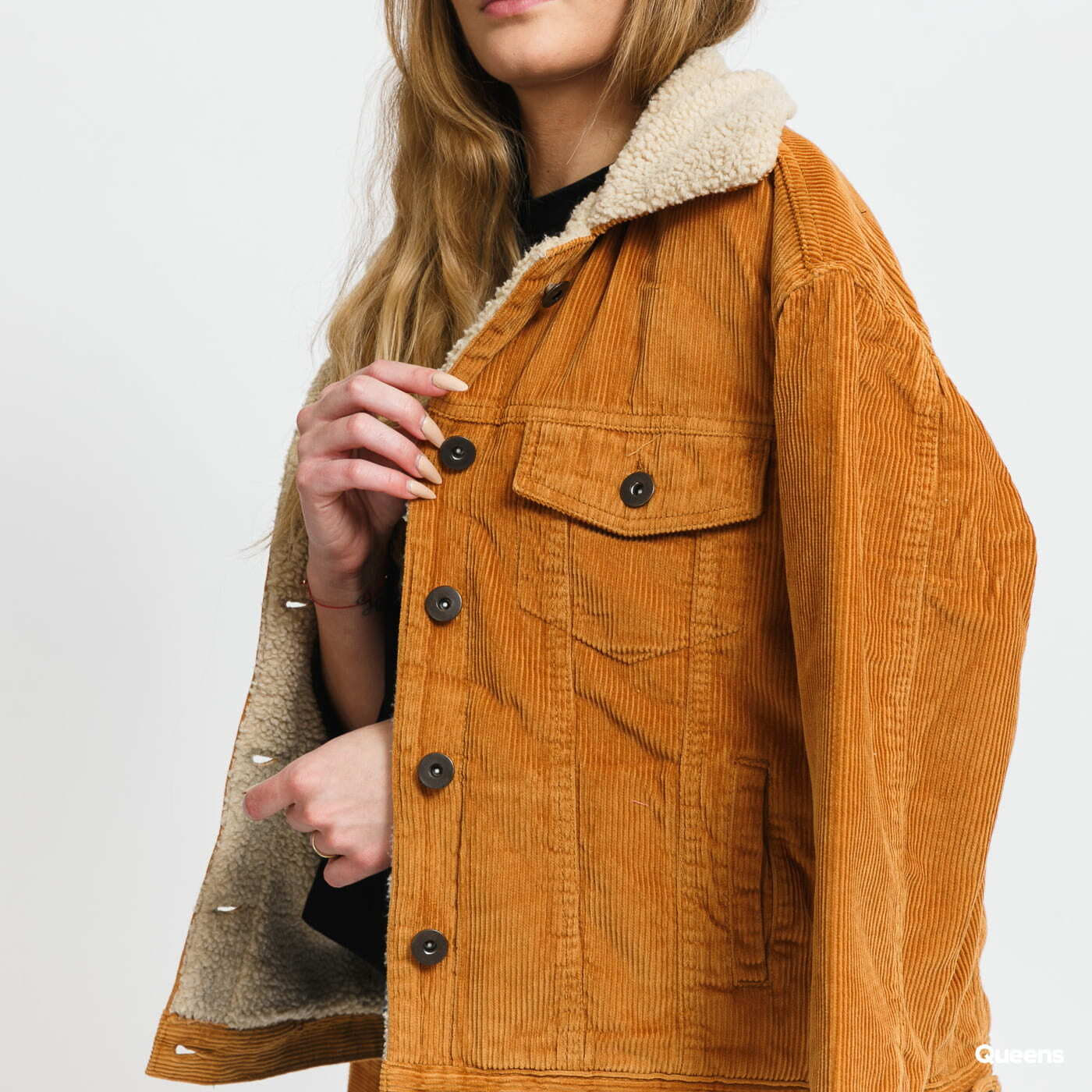 Urban Ladies Brown Sherpa Oversize Queens Classics | Jacket Jackets Corduroy