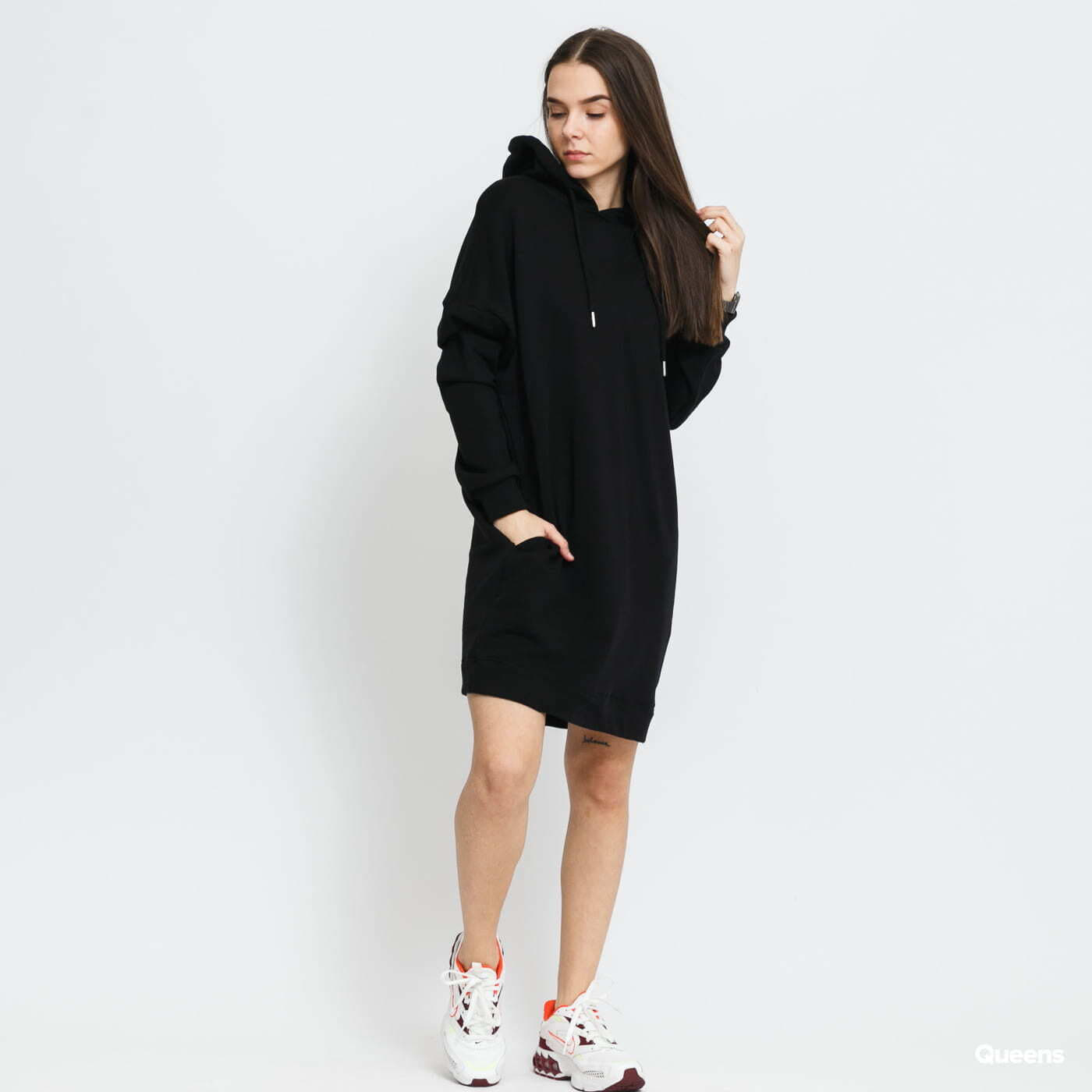 Urban Classics Ladies Organic Oversized Terry Hoody Dress Black