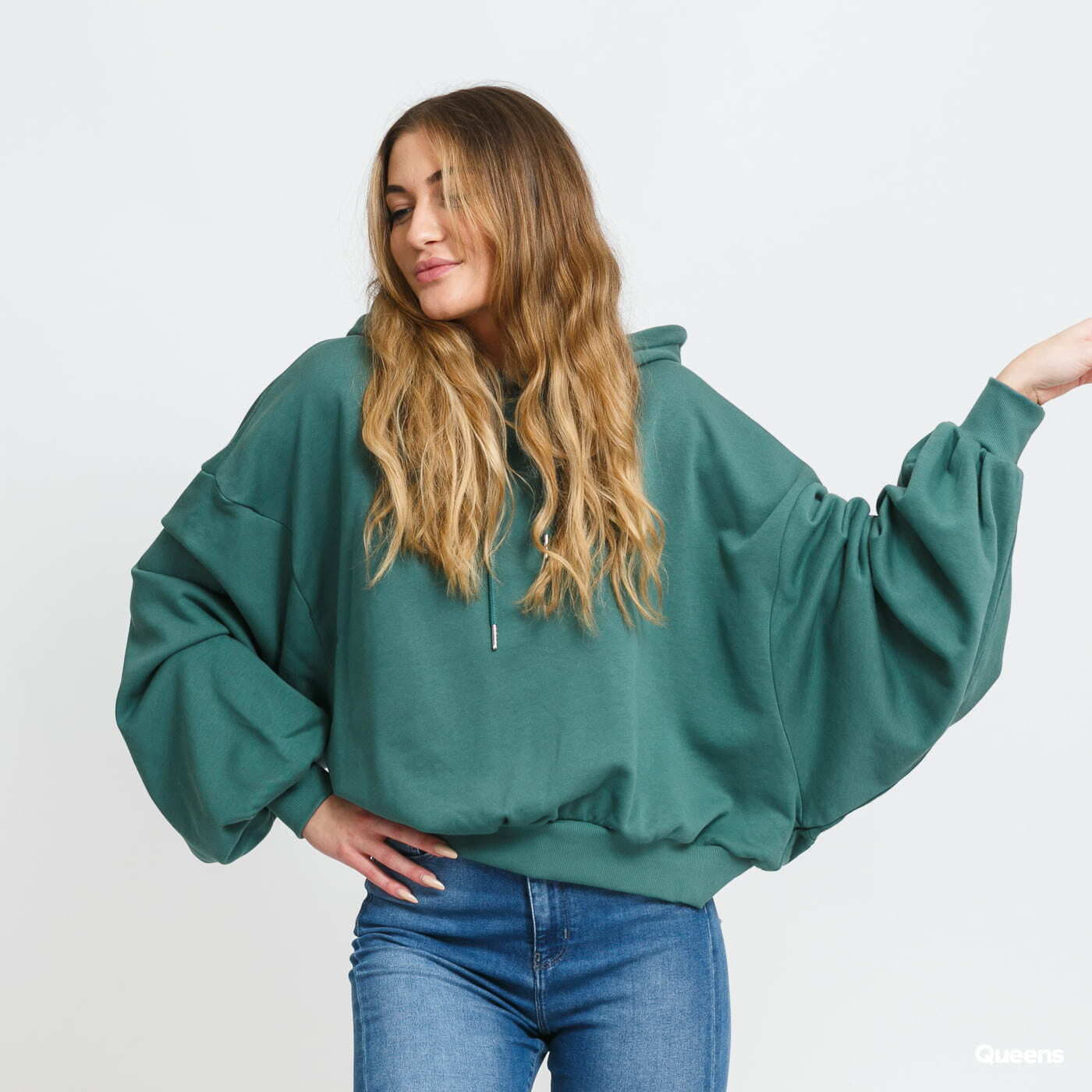 Sweatshirts Urban Classics Ladies Organic Oversized Terry Hoody Green
